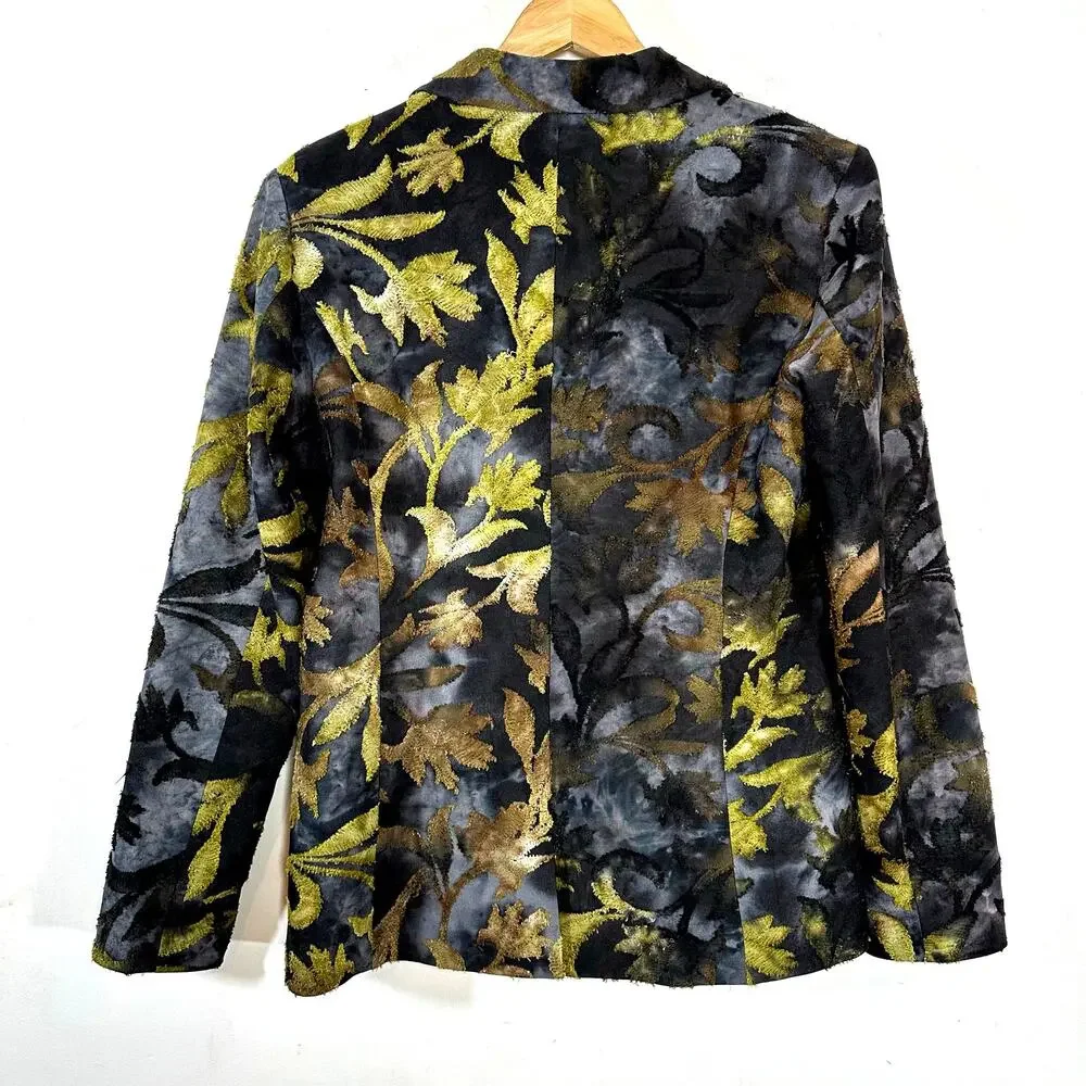 CARRE NOIR dark floral fairycore grunge blazer jacket womans‎ Medium - Picture 2 of 7